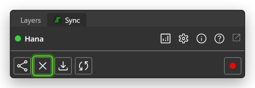 The End Collaborate button in the Sync panel