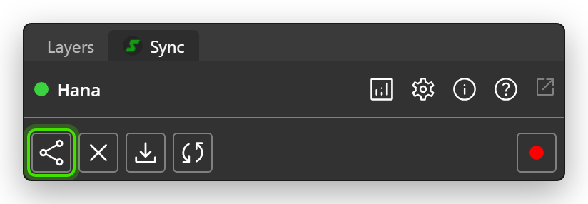 The Collaborate button in the Sync panel