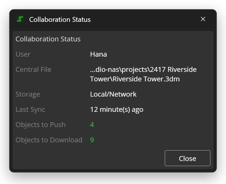 Collaboration Status window